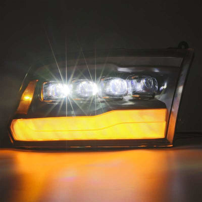 AlphaRex 09-18 Dodge Ram 1500HD NOVA LED Projector Headlights Plank Style Design Alpha Black w/DRL-Headlights-Deviate Dezigns (DV8DZ9)
