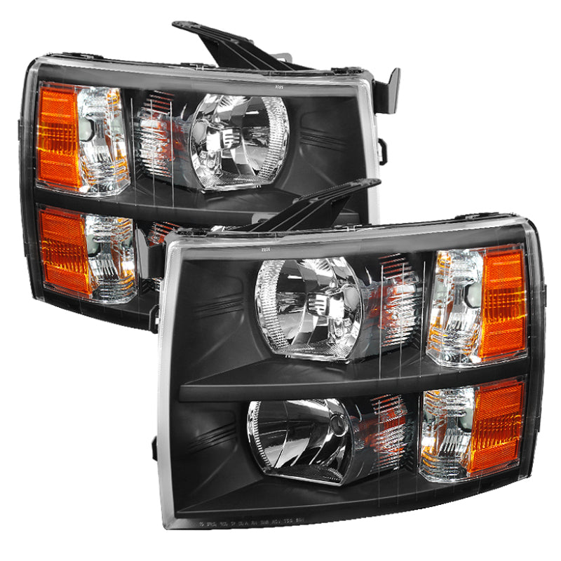 Xtune Chevy Silverado 07-13 Crystal Headlights Black HD-JH-CS07-AM-BK-Headlights-Deviate Dezigns (DV8DZ9)