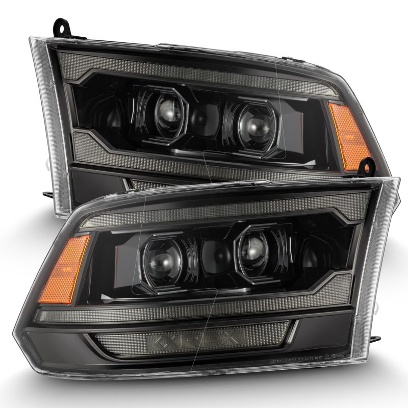 AlphaRex 09-18 Ram 2500 LUXX LED Proj Headlight Plank Style Alpha Blk w/Activ Light/Seq Signal/DRL-Headlights-Deviate Dezigns (DV8DZ9)