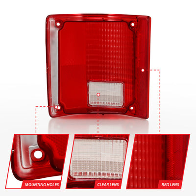 ANZO 1978-1991 Chevy Blazer Taillight Red/Clear Lens w/o Chrome Trim Fleetside (OE Replacement)-Tail Lights-Deviate Dezigns (DV8DZ9)