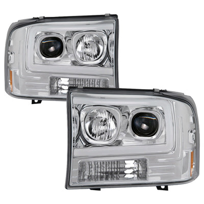 Spyder 99-04 Ford F-250 Super Duty Light Bar Projector Headlights - Chrome (PRO-YD-FF25099V2-LB-C)-Headlights-Deviate Dezigns (DV8DZ9)