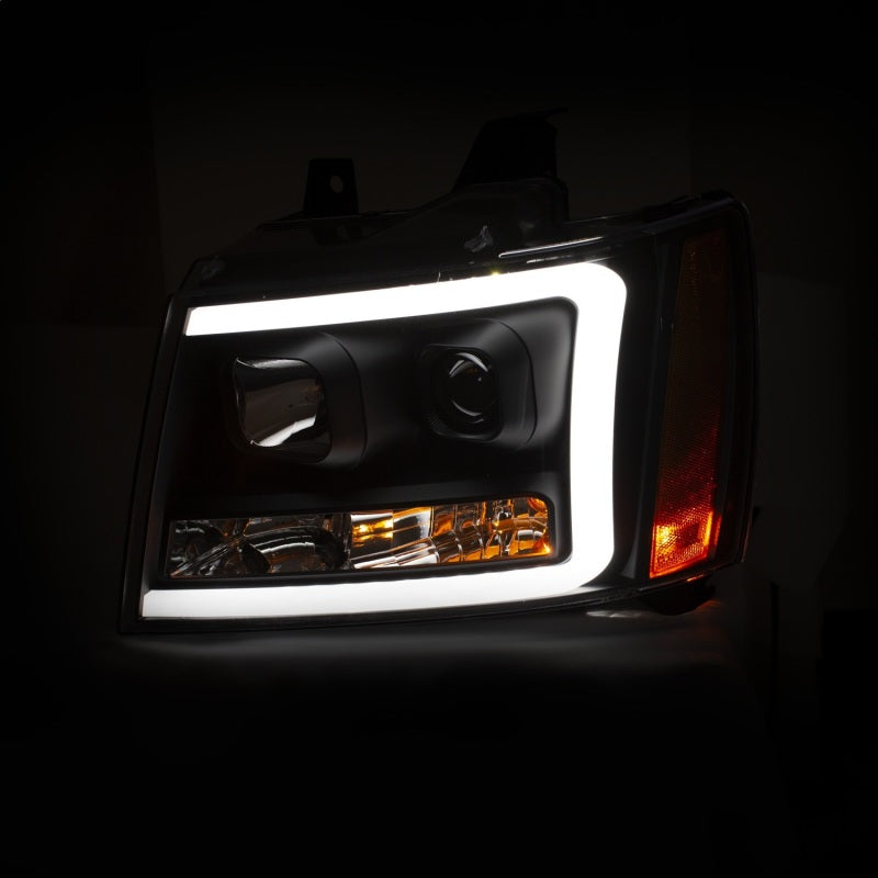 ANZO 07-14 Chevy Tahoe Projector Headlights w/ Plank Style Design Black w/ Amber-Headlights-Deviate Dezigns (DV8DZ9)