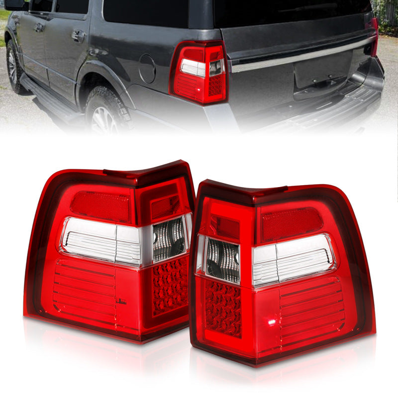 ANZO 07-17 For Expedition LED Taillights w/ Light Bar Chrome Housing Red/Clear Lens-Tail Lights-Deviate Dezigns (DV8DZ9)