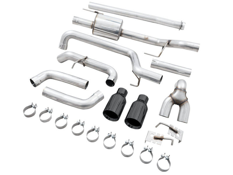 AWE 0FG 21+ Ford F150 Dual Split Rear Cat-Back Exhaust- 5in Diamond Black Tips-Catback-Deviate Dezigns (DV8DZ9)