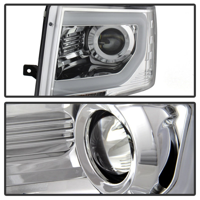 Spyder Ford F150 09-14 Projector Headlights Halogen Model- Light Bar DRL Chrm PRO-YD-FF15009-LBDRL-C-Headlights-Deviate Dezigns (DV8DZ9)