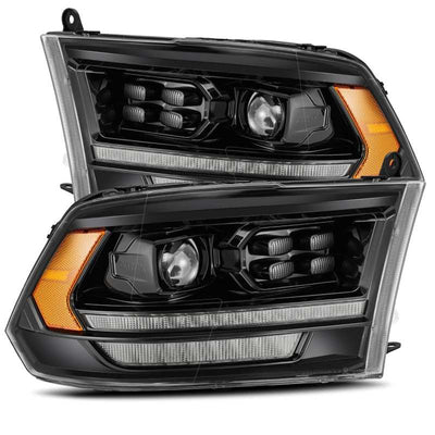 AlphaRex 09-18 Dodge Ram 2500HD LUXX LED Proj Headlights Plank Style Black w/Seq Signal/Smoked DRL-Headlights-Deviate Dezigns (DV8DZ9)
