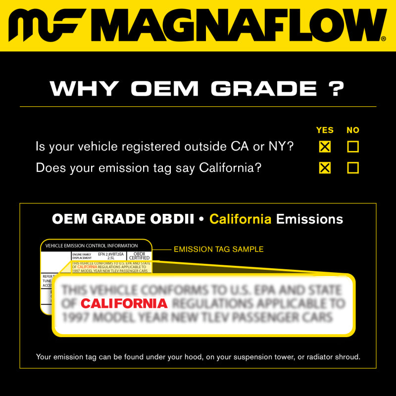 MagnaFlow Conv Univ 2.25in Inlet/Outlet Center/Center Round 3in Body L x 5in W x 8.75in Overall L-Catalytic Converter Universal-Deviate Dezigns (DV8DZ9)