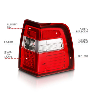 ANZO 07-17 For Expedition LED Taillights w/ Light Bar Chrome Housing Red/Clear Lens-Tail Lights-Deviate Dezigns (DV8DZ9)