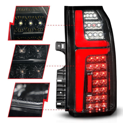 ANZO 15-20 Chevrolet Tahoe Sequential LED Tube Taillights Black-Tail Lights-Deviate Dezigns (DV8DZ9)