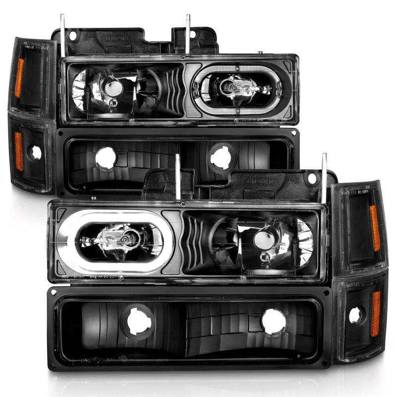 ANZO 88-98 Chevrolet C1500 Crystal Headlights Black Housing w/ Signal and Side Marker Lights-Headlights-Deviate Dezigns (DV8DZ9)