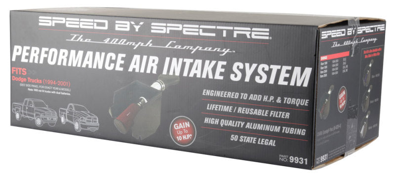Spectre 94-01 Dodge RAM 1500/2500 V8-5.2/5.9L F/I Air Intake Kit - Polished w/Red Filter-Cold Air Intakes-Deviate Dezigns (DV8DZ9)