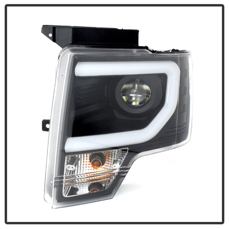 Spyder Ford F150 09-14 Projector Headlights Halogen Model- Light Bar DRL Blk PRO-YD-FF15009-LBDRL-BK-Headlights-Deviate Dezigns (DV8DZ9)