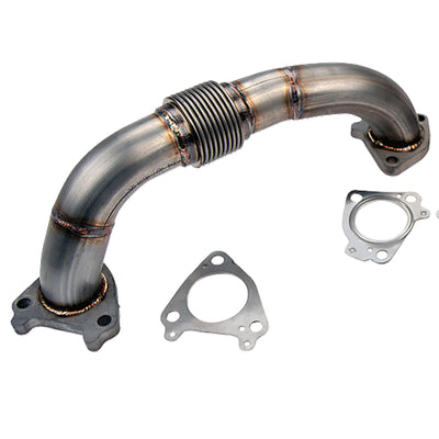 Wehrli 01-16 Chevrolet 6.6L Duramax 2in Stainless Driver Side Up Pipe w/Gaskets (Single/Twin Turbo)-Connecting Pipes-Deviate Dezigns (DV8DZ9)