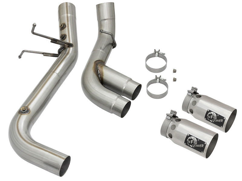 aFe Victory Series 4in 409-SS DPF-Back Exhaust w/ Dual Polished Tips 2017 GM Duramax V8-6.6L(td) L5P-DPF Back-Deviate Dezigns (DV8DZ9)