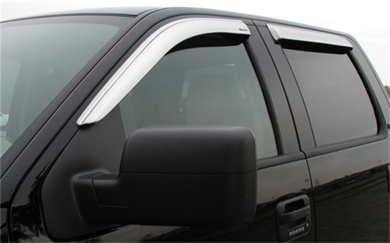 Stampede 2019 Chevy Silverado 1500 Double Cab Pickup Tape-Onz Sidewind Deflector 4pc - Chrome-Wind Deflectors-Deviate Dezigns (DV8DZ9)
