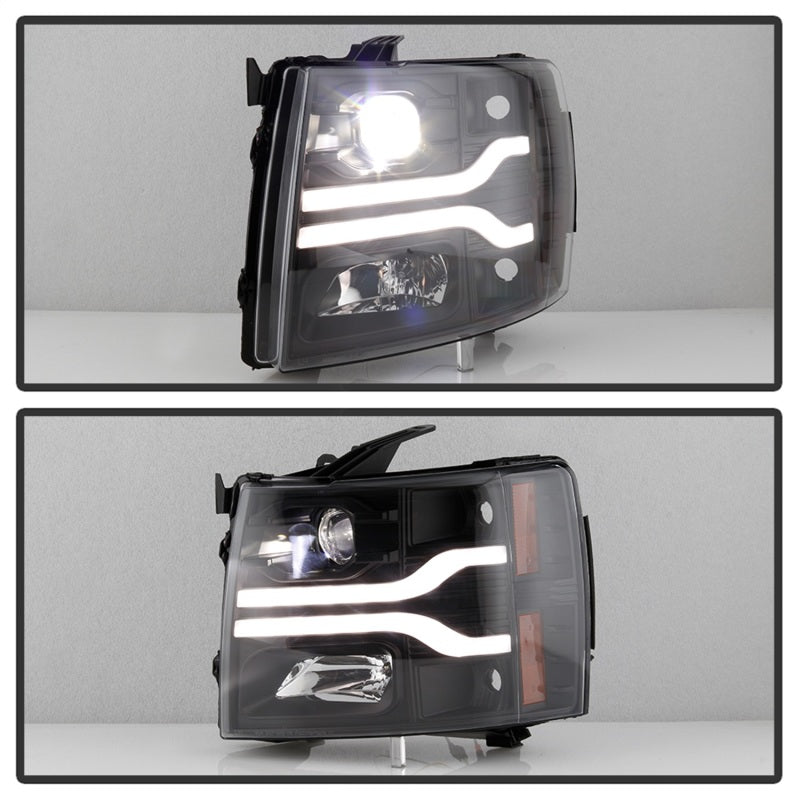 Spyder Chevy Silverado 1500 07-13/2500HD/3500HD 07-14 LED Black PRO-YD-CS07V3PL-BK-Headlights-Deviate Dezigns (DV8DZ9)