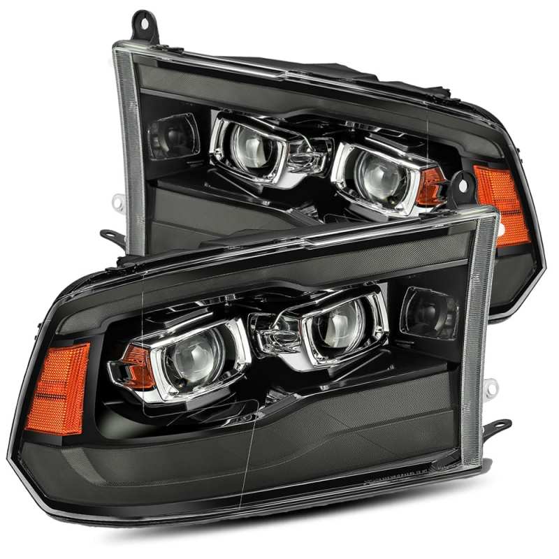 AlphaRex 09-18 Dodge Ram 1500HD PRO-Series Proj Headlights Plank Style Black w/Seq Signal/Smoked DRL-Headlights-Deviate Dezigns (DV8DZ9)