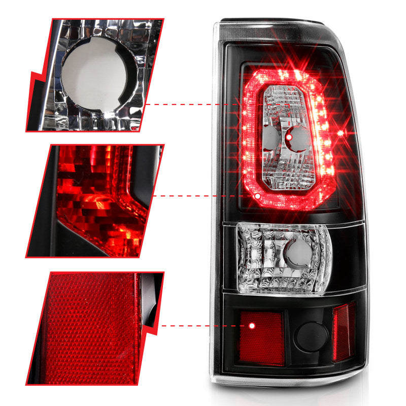 ANZO 2003-2006 Chevy Silverado 1500 LED Taillights Plank Style Black w/Clear Lens-Tail Lights-Deviate Dezigns (DV8DZ9)