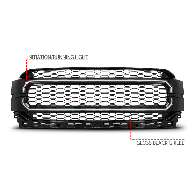 Anzo 21-23 Ford F150 Black Housing Full LED Light Tube Front Grille-Headlights-Deviate Dezigns (DV8DZ9)