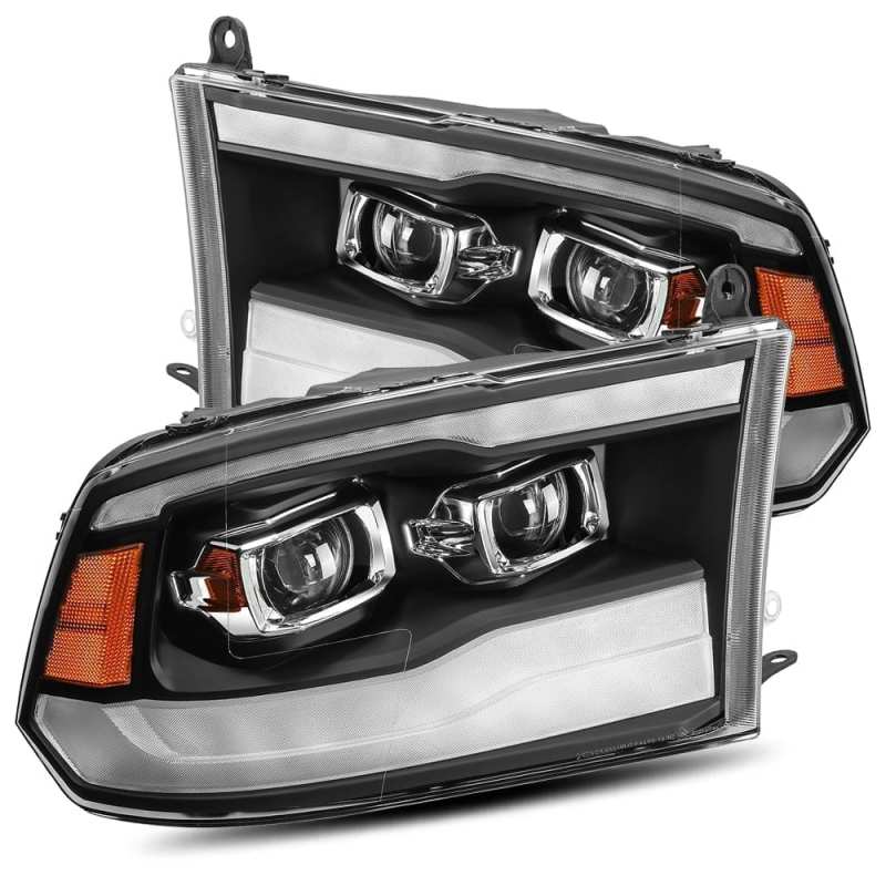 AlphaRex 09-18 Dodge Ram 1500HD LUXX LED Proj Headlights Plnk Style Blk w/Activ Light/Seq Signal/DRL-Headlights-Deviate Dezigns (DV8DZ9)