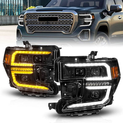 Anzo 19-21 GMC Sierra 1500 LED Projector Headlight w/Switchback+Sequential - Black-Headlights-Deviate Dezigns (DV8DZ9)