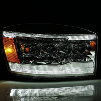 AlphaRex 06-08 Dodge Ram 1500HD NOVA LED Proj Headlights Plank Style Blk w/Seq Signal/DRL/Amber LED-Headlights-Deviate Dezigns (DV8DZ9)
