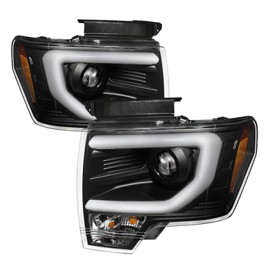 Spyder Ford F150 09-14 Projector Headlights Halogen Model- Light Bar DRL Blk PRO-YD-FF15009-LBDRL-BK-Headlights-Deviate Dezigns (DV8DZ9)