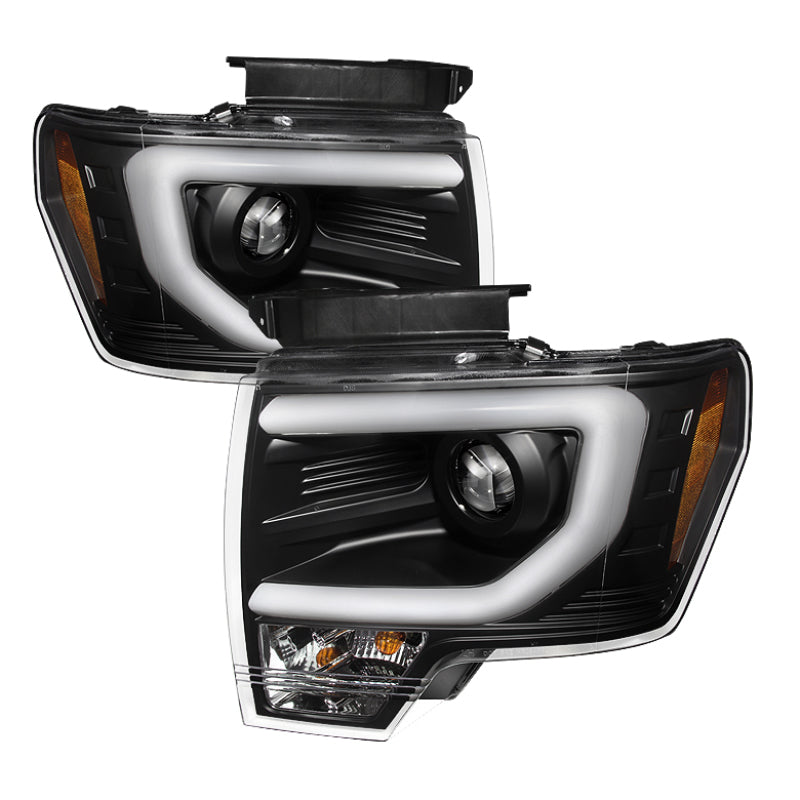 Spyder Ford F150 09-14 Projector Headlights Halogen Model- Light Bar DRL Blk PRO-YD-FF15009-LBDRL-BK-Headlights-Deviate Dezigns (DV8DZ9)