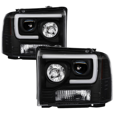 Spyder Ford F250/350/450 05-07 Projector Headlights - Light Bar DRL LED - Black PRO-YD-FS05V2-LB-BK-Headlights-Deviate Dezigns (DV8DZ9)