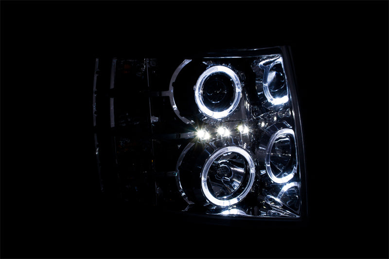 ANZO 2007-2013 Chevrolet Silverado 1500 Projector Headlights w/ Halo Chrome-Headlights-Deviate Dezigns (DV8DZ9)