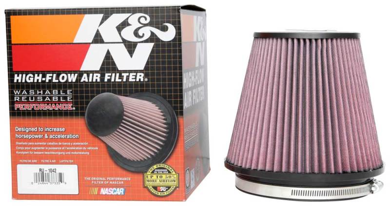 K&N Universal Clamp-On Air Filter 6in FLG / 7-1/2in B / 5in T / 6-1/2in H-Air Filters - Universal Fit-Deviate Dezigns (DV8DZ9)