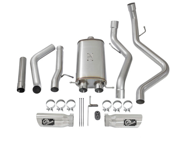 aFe MACH Force-Xp 3in CB SS Dual Exhaust w/Polished Tips 09-16 GM Silverado/Sierra 4.3L/4.8L/5.3L-Catback-Deviate Dezigns (DV8DZ9)