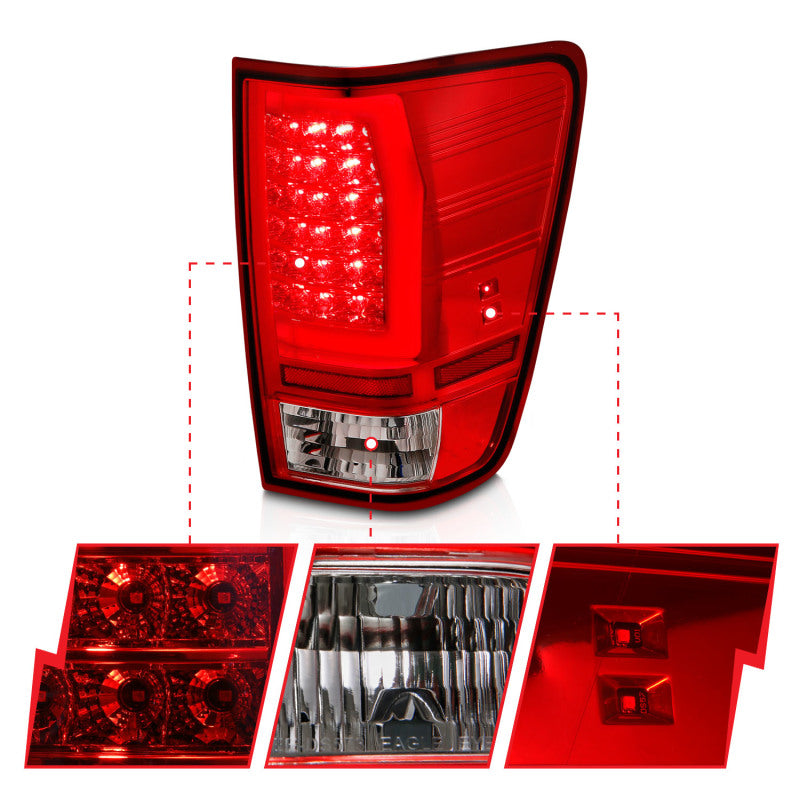 Anzo 04-15 Nissan Titan Full LED Tailights Chrome Housing Red/Clear Lens-Tail Lights-Deviate Dezigns (DV8DZ9)