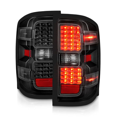 ANZO 15-19 Chevy Silverado 2500HD/3500HD (Factory Halogen Only) LED Tail Lights Black w/Clear Lens-Tail Lights-Deviate Dezigns (DV8DZ9)