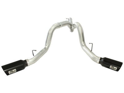 aFe MachForce XP Exhaust 4inch DP-Back All SS 2011-14 GM Diesel Trucks V8-6.6L LML Black Tips-Catback-Deviate Dezigns (DV8DZ9)