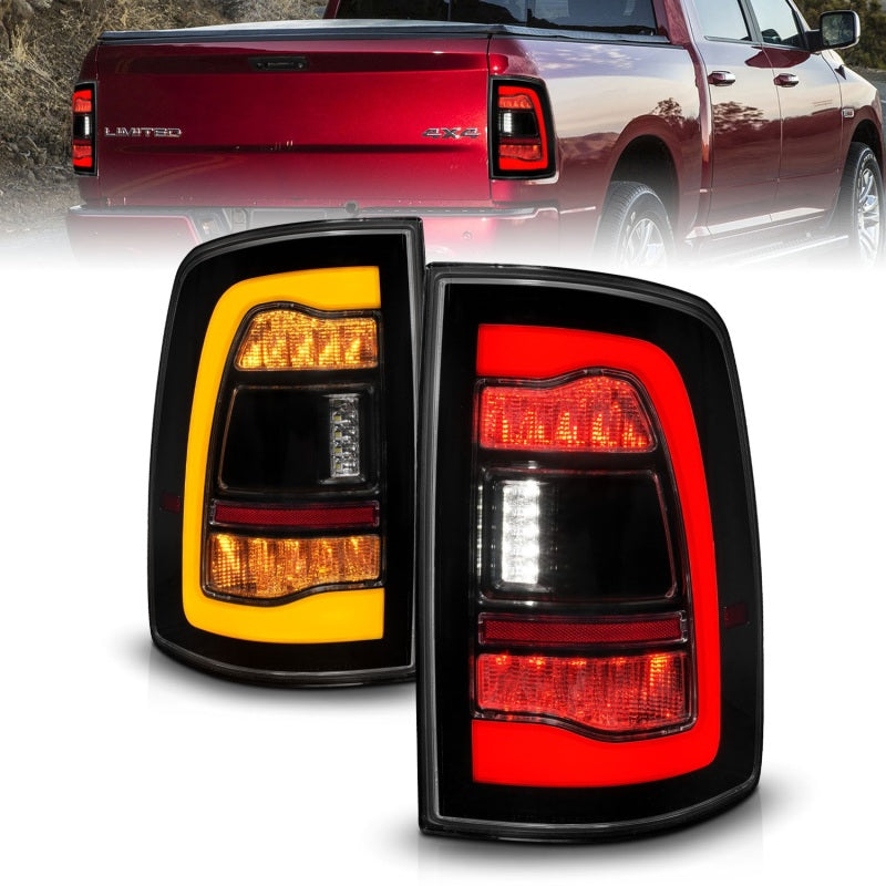 ANZO 09-18 Dodge Ram 1500 Sequential LED Taillights Smoke Black w/Switchback Amber Signal-Tail Lights-Deviate Dezigns (DV8DZ9)