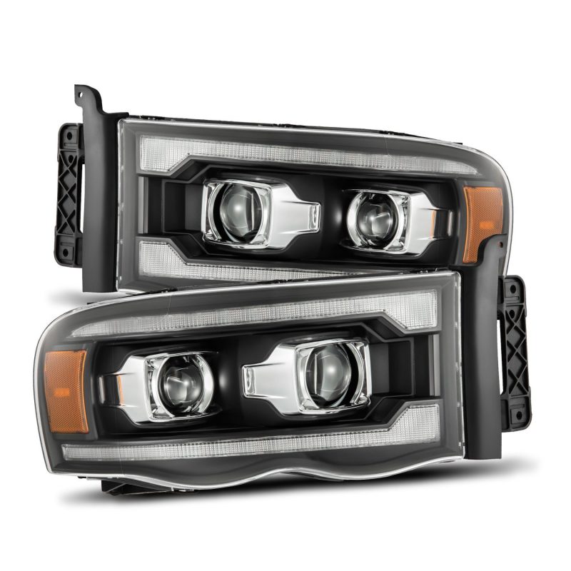 AlphaRex 02-05 Dodge Ram 1500 LUXX LED Proj Headlights Plank Style Black w/Activ Light/Seq Signal-Headlights-Deviate Dezigns (DV8DZ9)