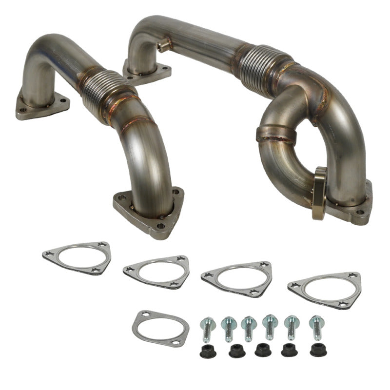 BD Diesel 08-10 Ford F-250/F-350/F-450/F-550 Powerstroke 6.4L Up Pipes Kit w/Manifold Set-Connecting Pipes-Deviate Dezigns (DV8DZ9)