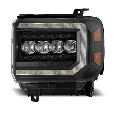 AlphaRex 14-18 GMC Sierra NOVA LED Proj Headlights Plank Style Black w/Activ Light/Seq Signal/DRL-Headlights-Deviate Dezigns (DV8DZ9)