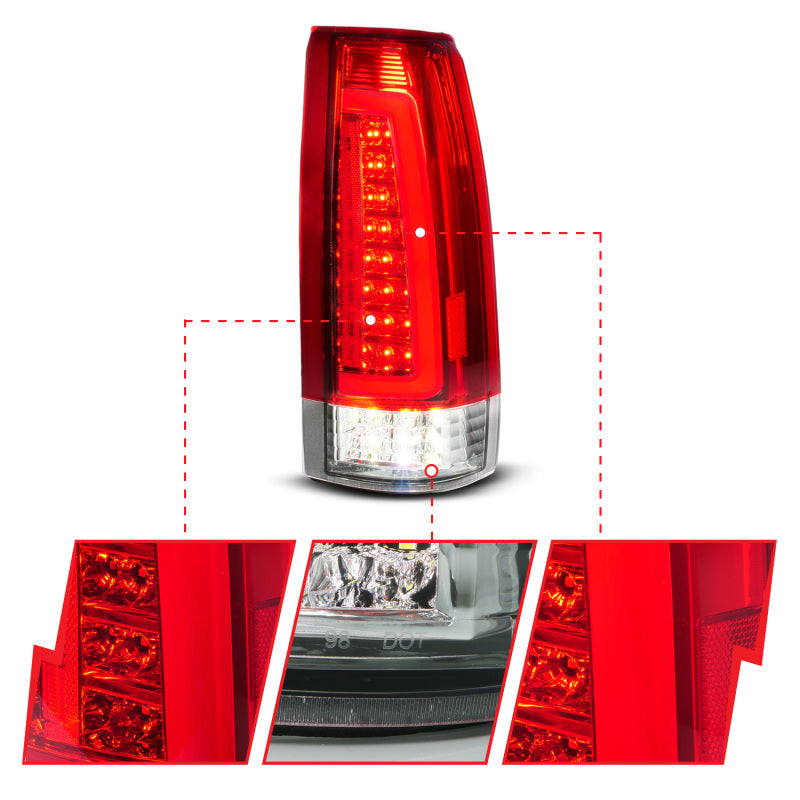 ANZO 88-99 Chevy C/K1500/2500/3500 Full LED Light Tube Taillights Chrome Housing Red/Clear Lens-Headlights-Deviate Dezigns (DV8DZ9)