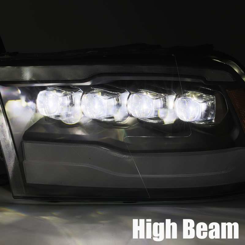 AlphaRex 09-18 Dodge Ram 1500HD NOVA LED Projector Headlights Plank Style Design Alpha Black w/DRL-Headlights-Deviate Dezigns (DV8DZ9)