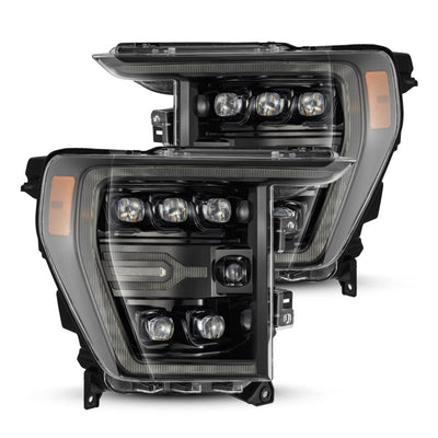 AlphaRex 21-22 Ford F-150 NOVA LED Proj Headlights Plank Style Alpha Blk w/Activ Light/Seq Signal-Headlights-Deviate Dezigns (DV8DZ9)