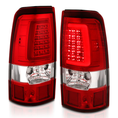 ANZO 2003-2006 Chevy Silverado 1500 LED Taillights Plank Style Chrome With Red/Clear Lens-Tail Lights-Deviate Dezigns (DV8DZ9)