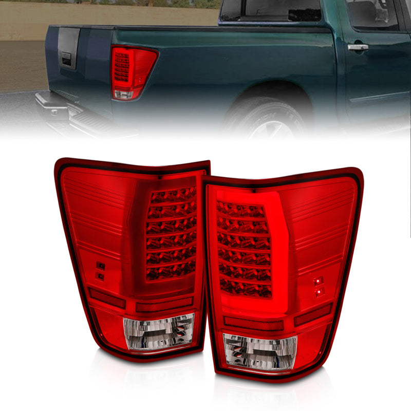 Anzo 04-15 Nissan Titan Full LED Tailights Chrome Housing Red/Clear Lens-Tail Lights-Deviate Dezigns (DV8DZ9)