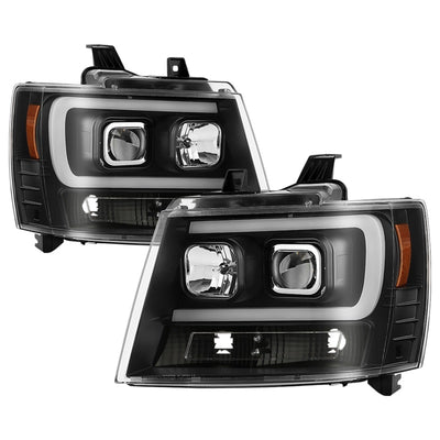 Spyder 07-14 Chevy Suburban/1500/2500/Tahoe V2 Projector Headlights All Blk PRO-YD-CSUB07V2-DRL-BKV2-Headlights-Deviate Dezigns (DV8DZ9)