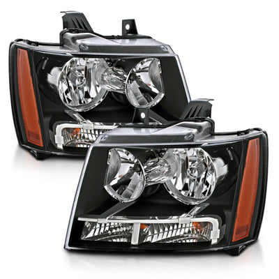 ANZO 2007-2014 Chevrolet Tahoe/Suburban Crystal Headlights Black-Headlights-Deviate Dezigns (DV8DZ9)