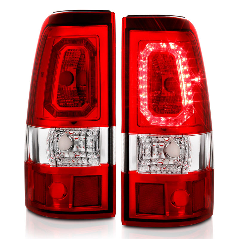 ANZO 2003-2006 Chevy Silverado 1500 LED Taillights Plank Style Chrome With Red/Clear Lens-Tail Lights-Deviate Dezigns (DV8DZ9)