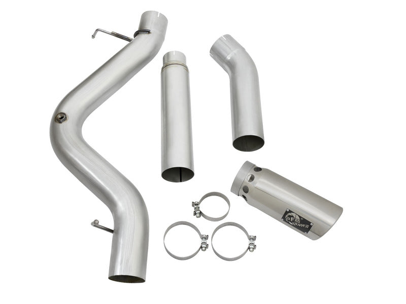 aFe Atlas Exhaust 5in DPF-Back Aluminized Steel w/ Polished Tips 16-17 GM Diesel Truck V8-6.6L (td)-DPF Back-Deviate Dezigns (DV8DZ9)