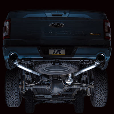 AWE Tuning 2021+ Ford F-150 Tremor (w/ Bumper Cutouts) 0FG Non-Resonated Catback -Diamond Black Tips-Catback-Deviate Dezigns (DV8DZ9)