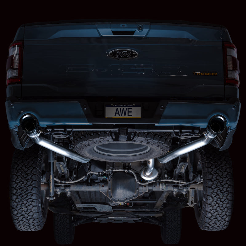 AWE Tuning 2021+ Ford F-150 Tremor (w/ Bumper Cutouts) 0FG Non-Resonated Catback -Diamond Black Tips-Catback-Deviate Dezigns (DV8DZ9)